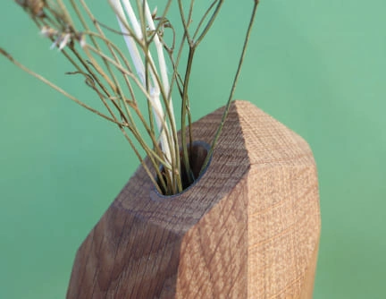 soliflore vase bois massif forme cristaux minéraux